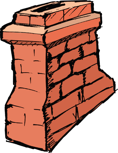 Colour illustration of a brick chimney